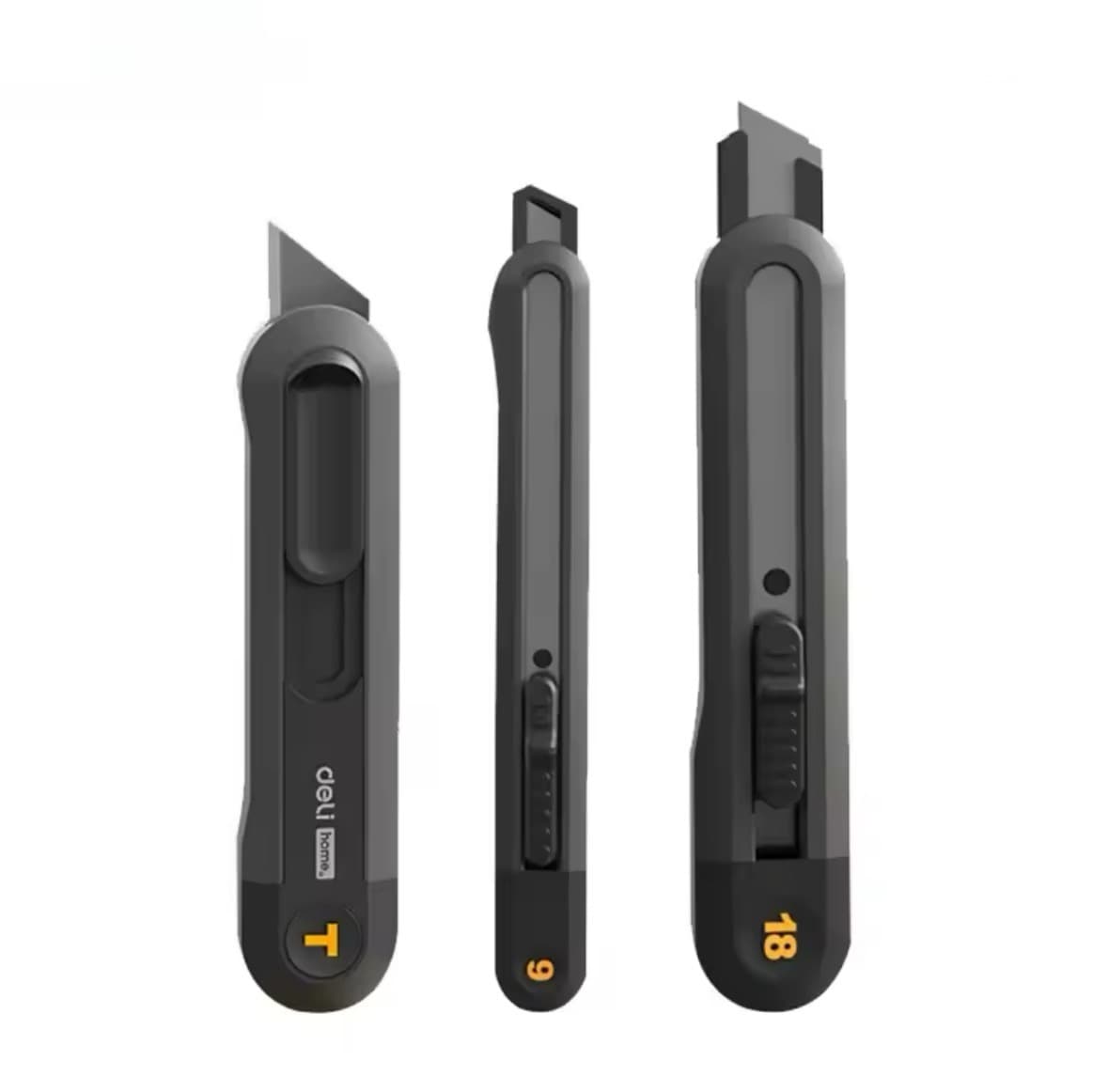 A set of 3 snap off utility blade holders